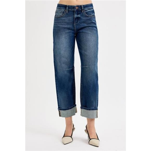RISEN Slouchy Crop Barrel Cuffed Jeans - Picture 3 of 6